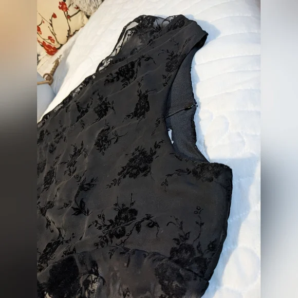 Coldwater Creek Vintage Formal Black Dress with velvet overlay - Picture 4 of 7